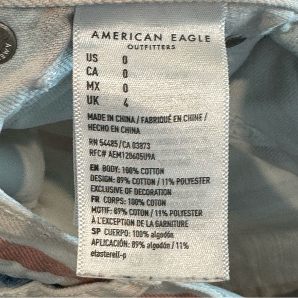 American Eagle Carnival Stripe Jean Shorts Size 0 - Picture 8 of 11